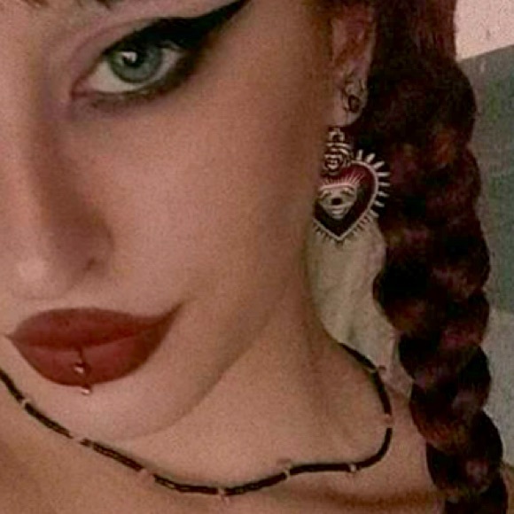 Goth Steampunk EvilEye Enchantress Queen of Hearts Statement EarJacket E… - Picture 9 of 10